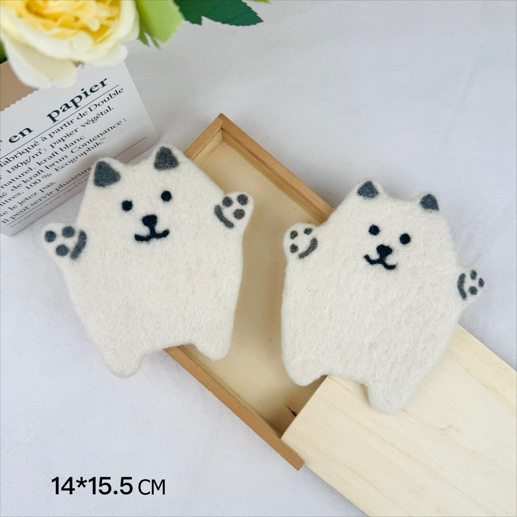 Handmade Wool Felt Animal Coaster Cute Cat Tiger Bear Mat
