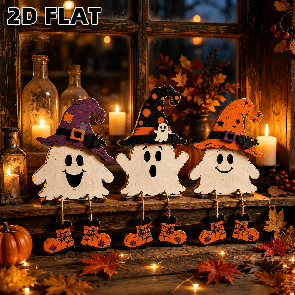 Wooden Halloween Pumpkin Tabletop Decor DIY Hanging Ornament