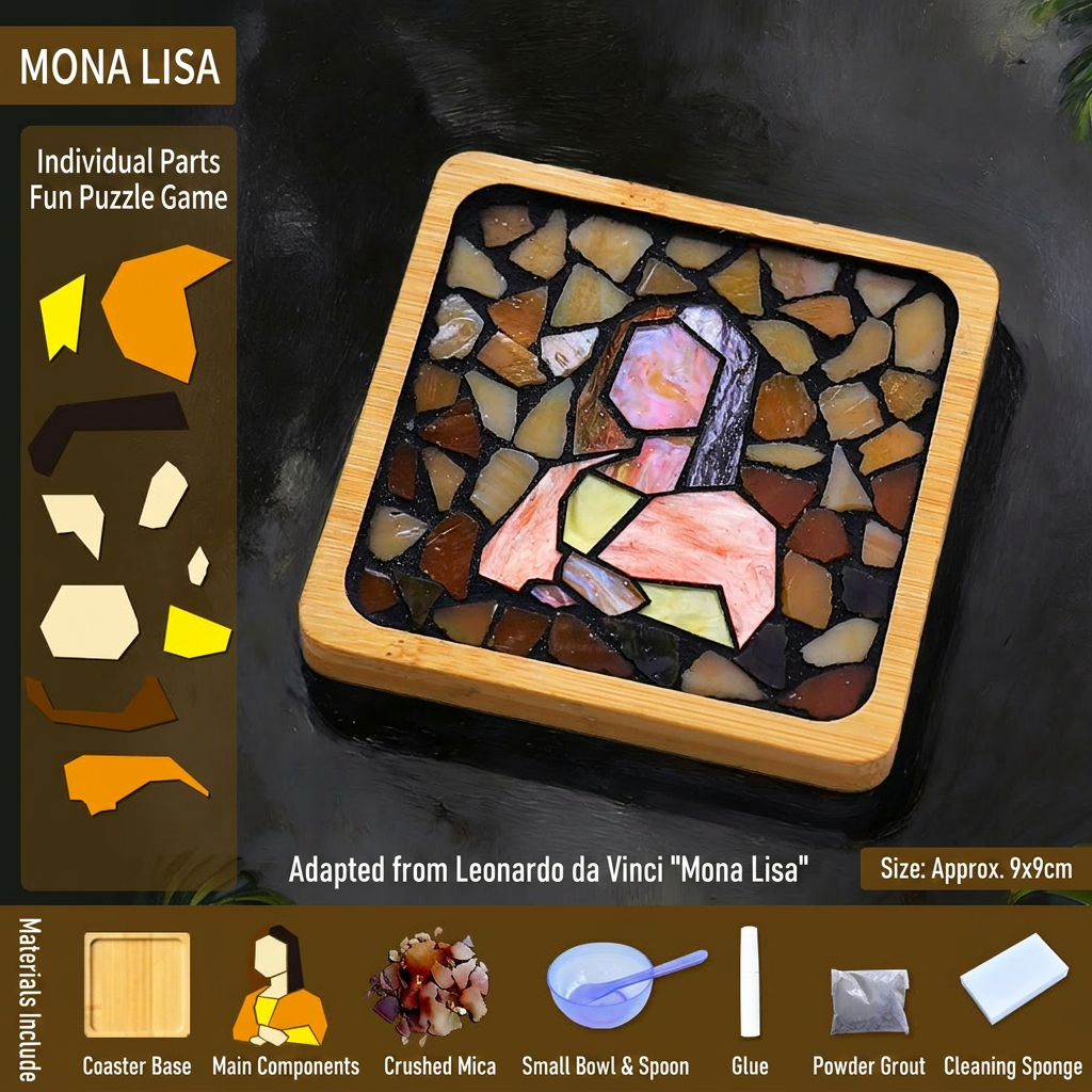 Mosaic Art Coaster Puzzle Kit Famous Painting Craft Set