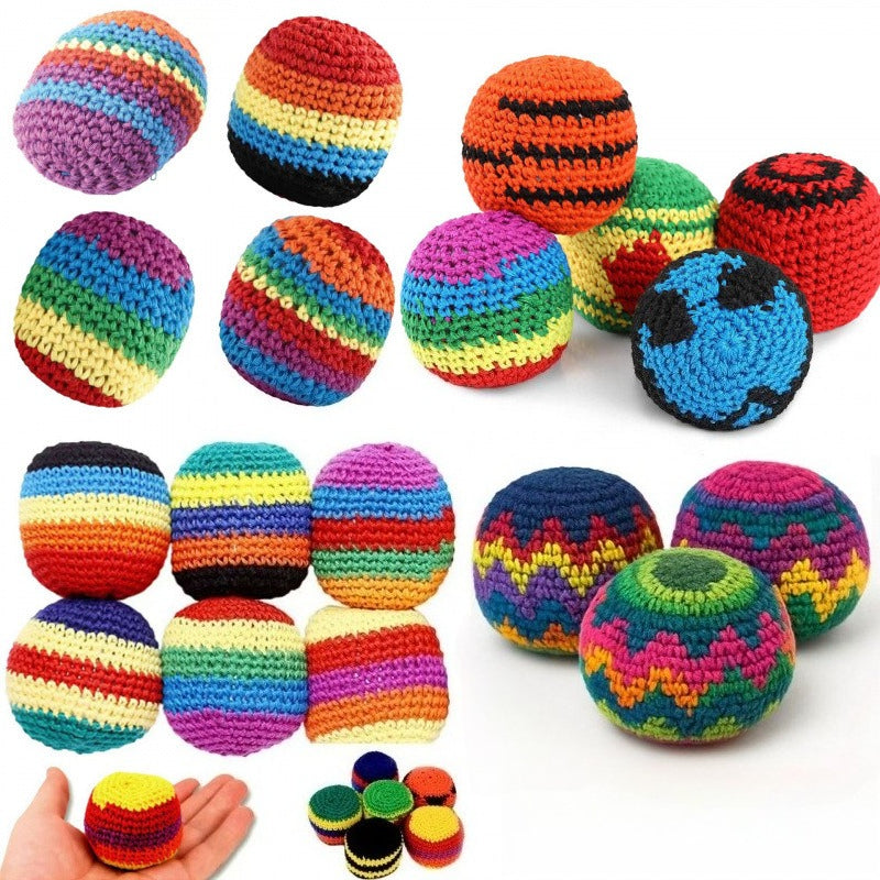 Crochet Footbag Hacky Sack Ball Multicolor Juggling Toy