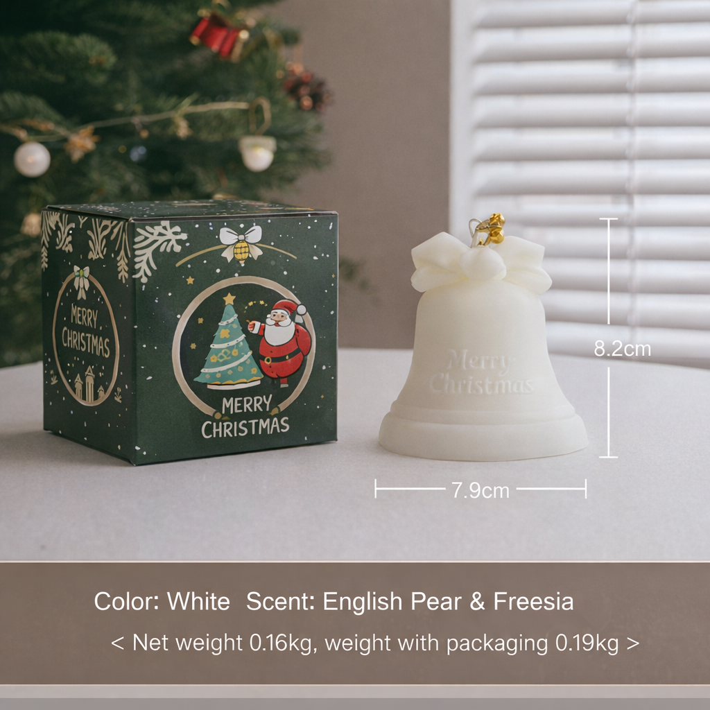 Christmas Bell Shaped Scented Candle Holiday Gift Decor