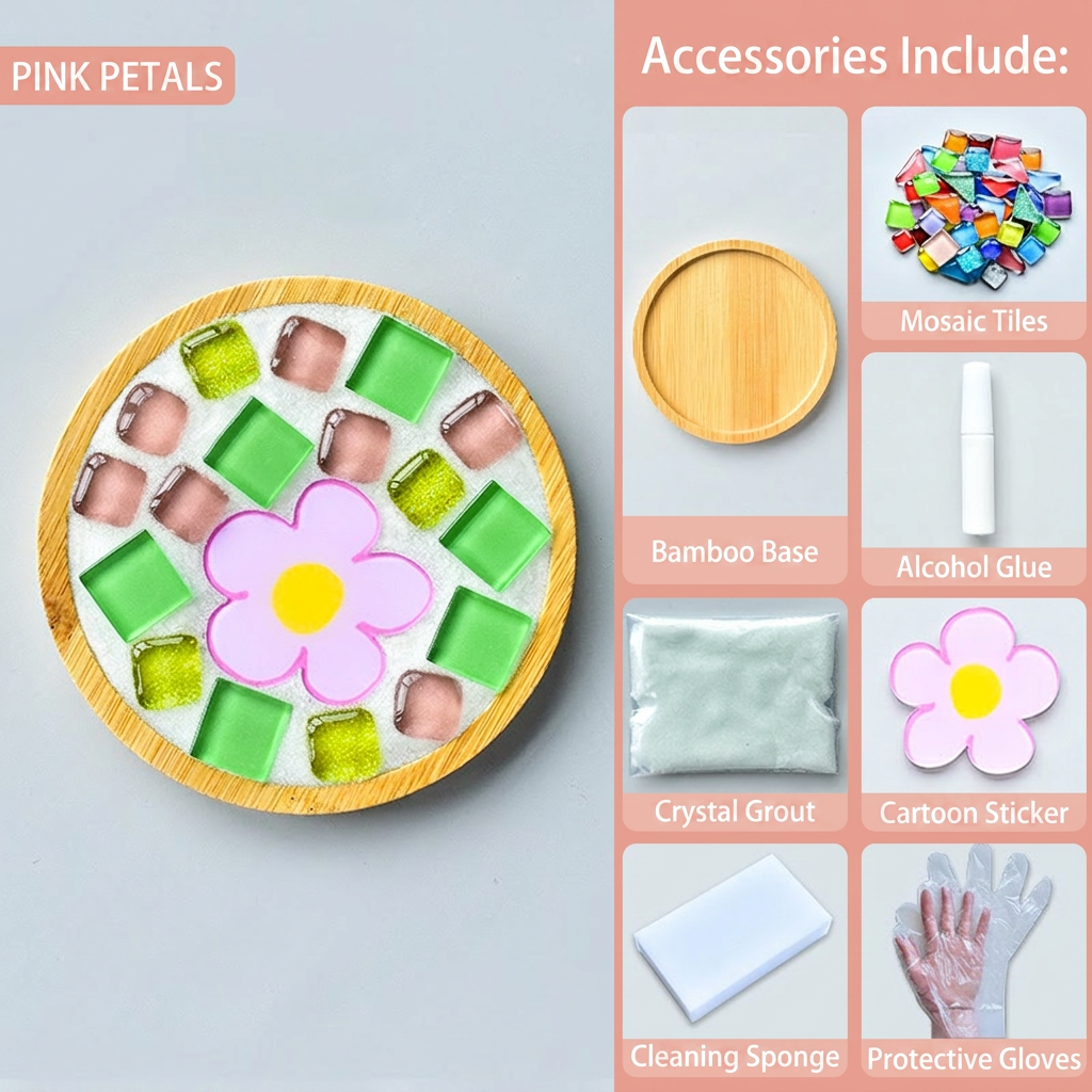 DIY Mosaic Coaster Craft Kit Kids Puzzle Art Set