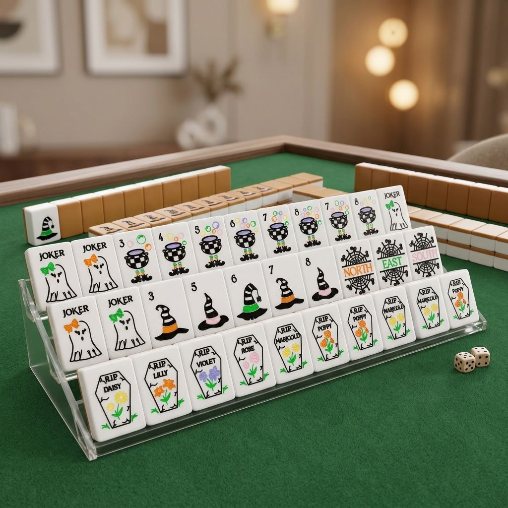 Halloween Themed Mahjong Set Acrylic Mahjong Tiles