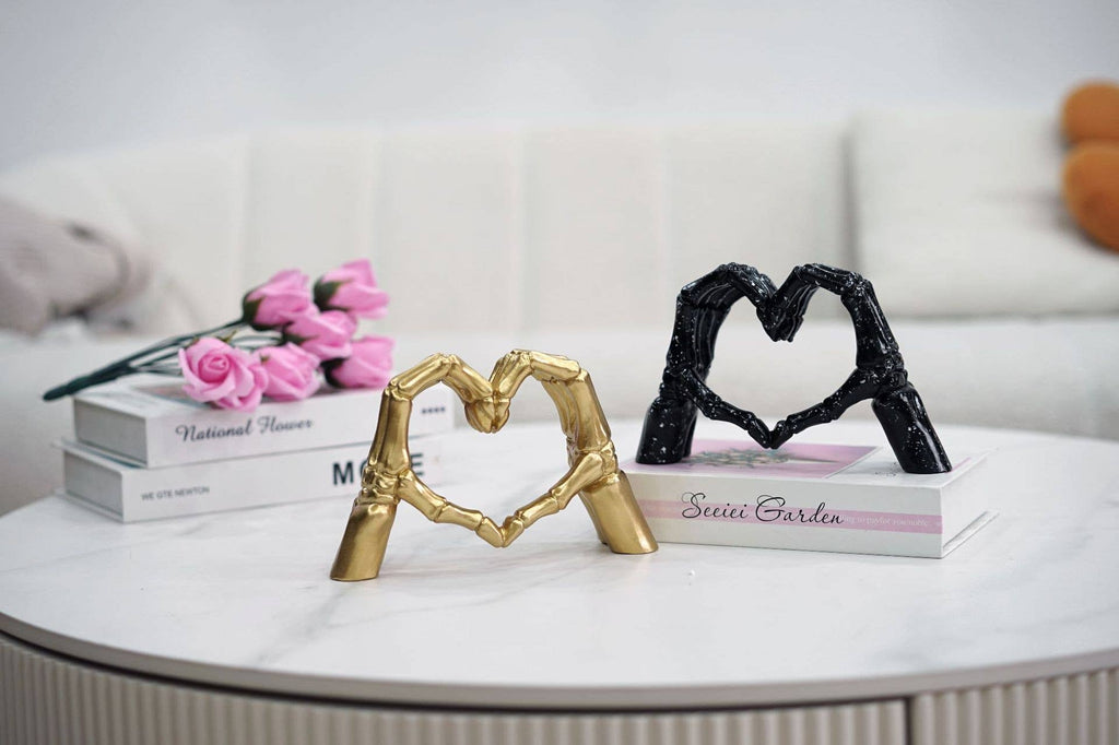 Skeleton Heart Gesture Resin Figurine Halloween Home Decor
