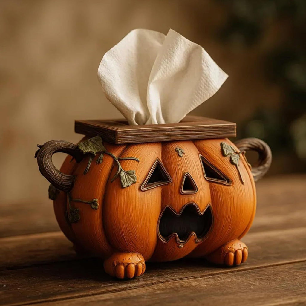 Halloween Resin Pumpkin Tissue Box Cover Decor