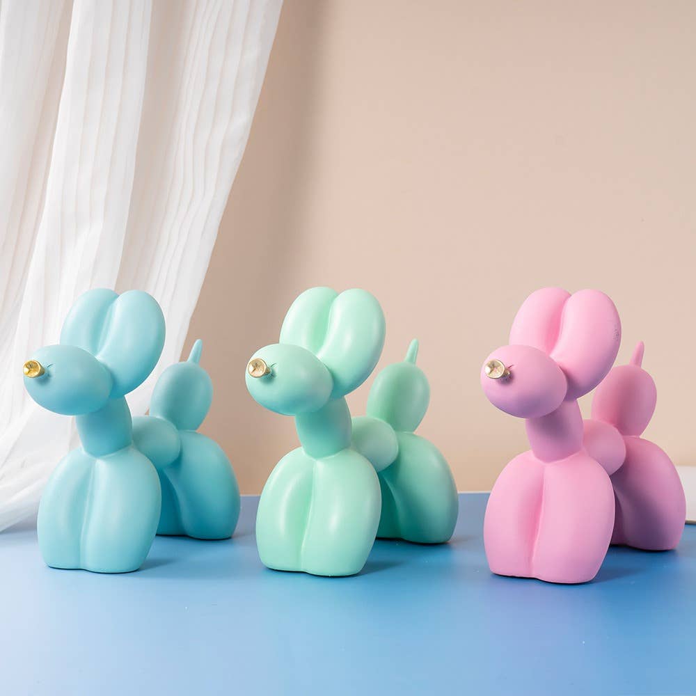 Balloon Dog Resin Figurine with Gold Nose Cute Home Decor
