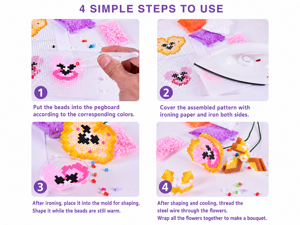 Fuse Beads Flower Bouquet DIY Craft Kit 5mm Beads