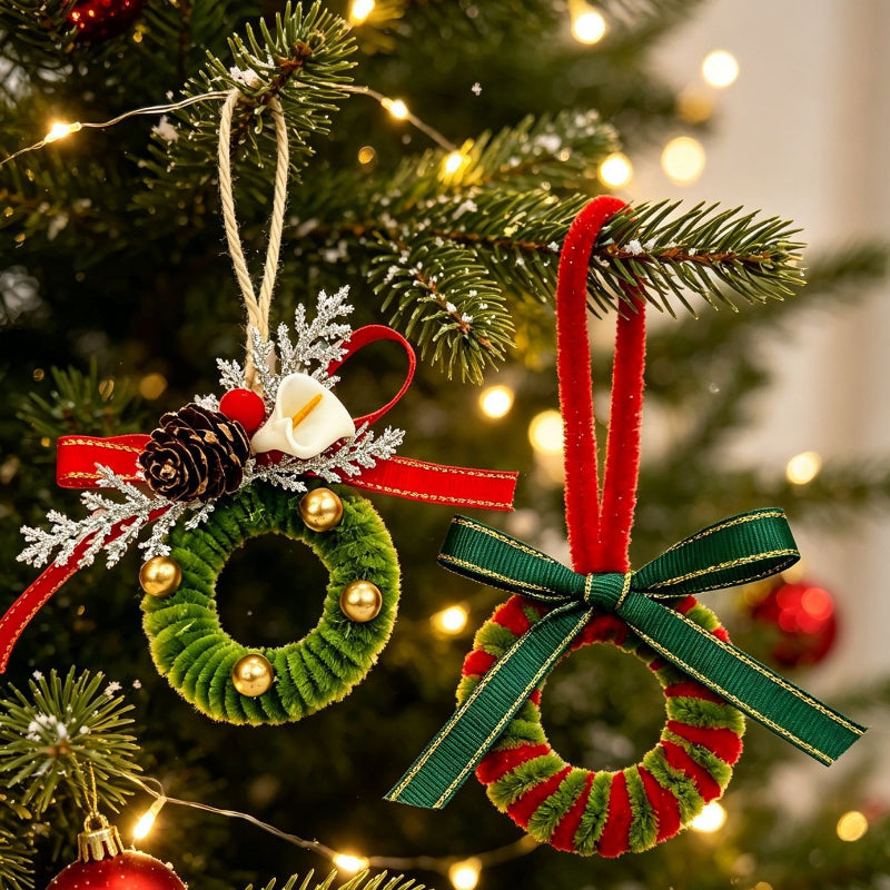 Mini Christmas Wreath Ornament Holiday Tree Hanging Decor