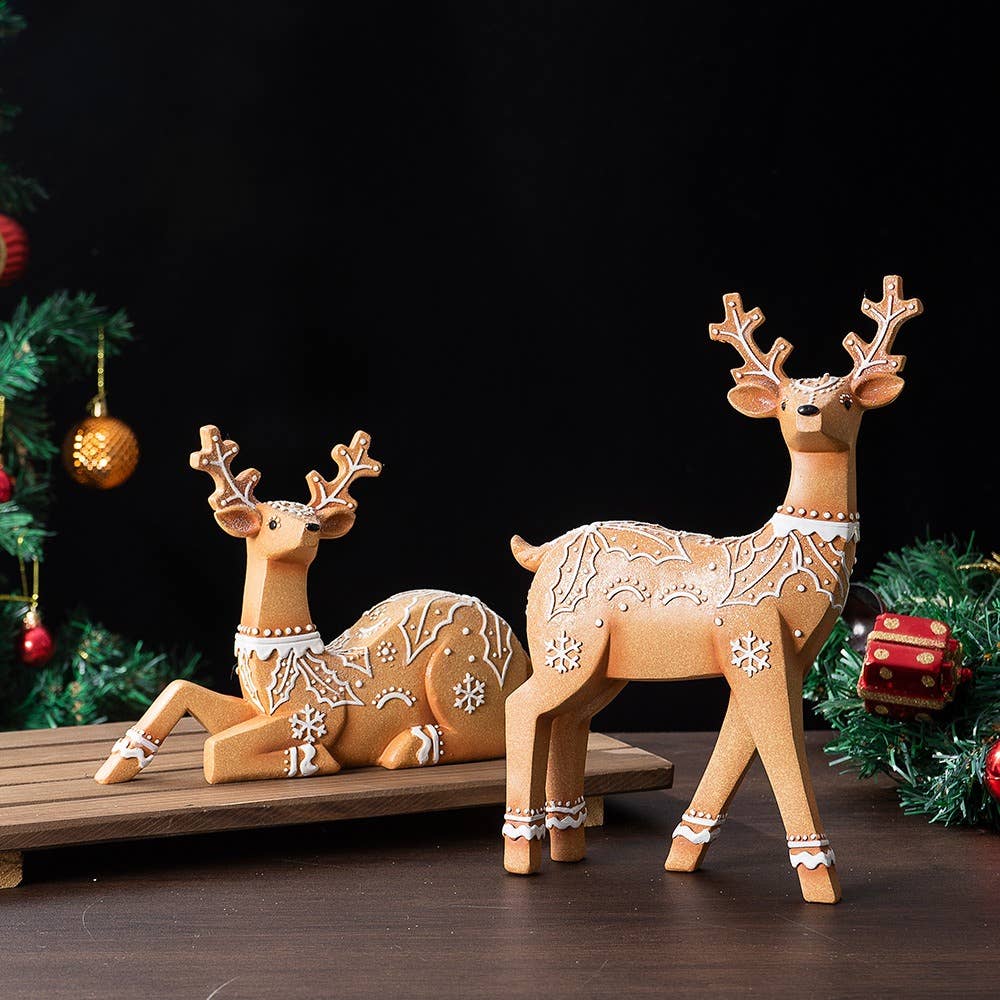 Christmas Reindeer Resin Figurine Holiday Home Decor