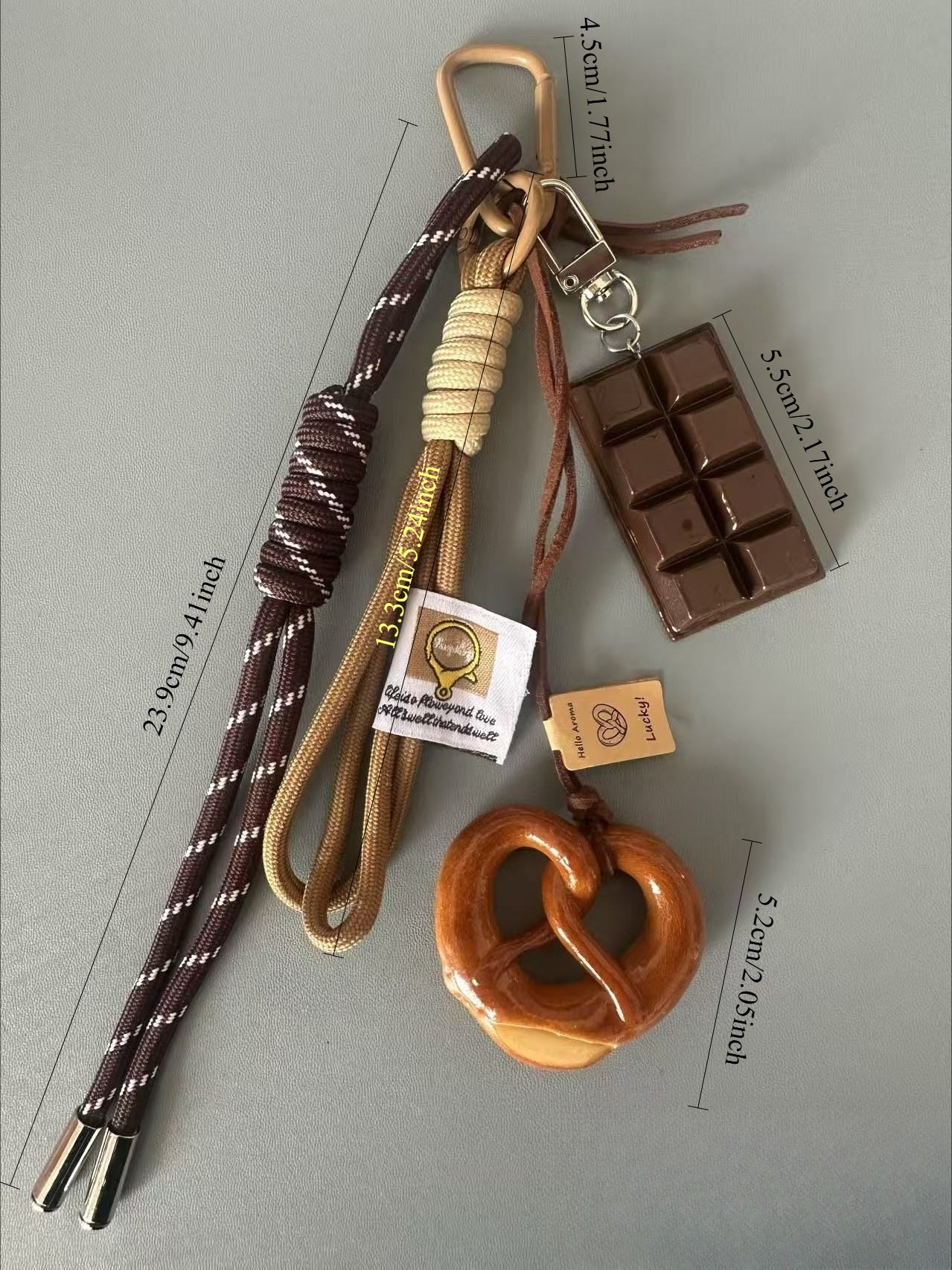 Cute Bread Keychain Pretzel Chocolate Bag Charm