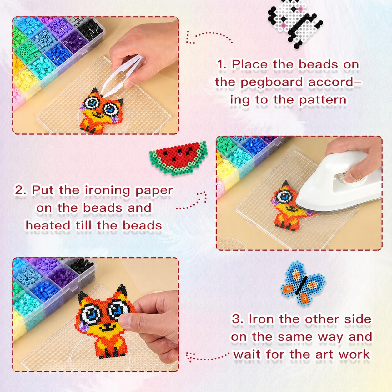 2.6mm Fuse Beads EVA Pixel Art Craft Kit DIY Mosaic Set