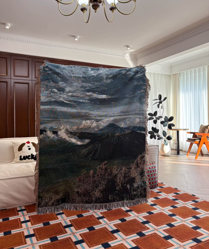 Scenic Woven Throw Blanket Jacquard Sofa Home Decor
