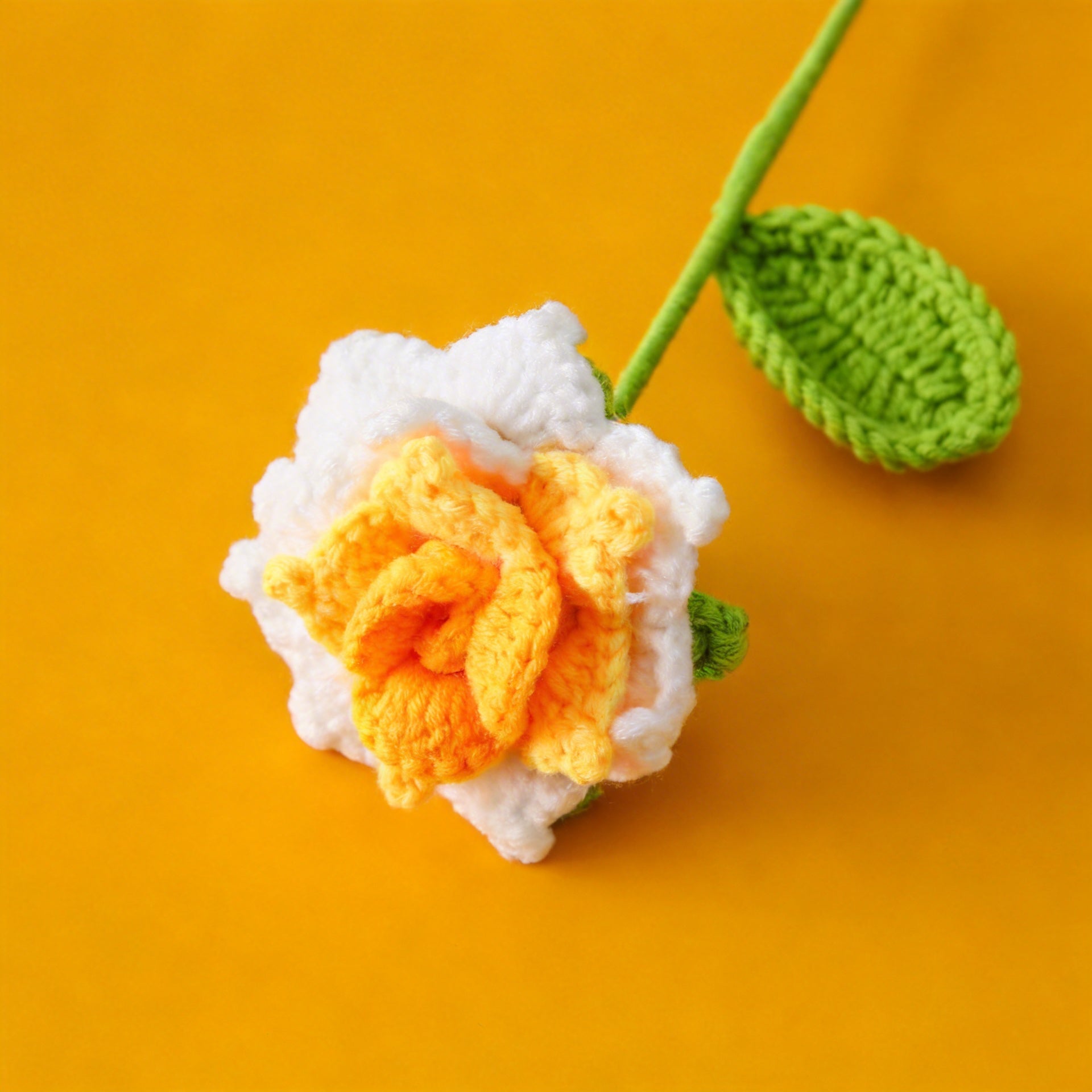 Handmade Crochet Rose Flower Decor Gift Knitted Bouquet