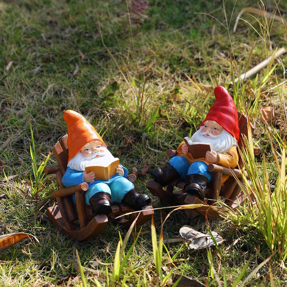 Reading Gnome Resin Figurine Garden Fairy Yard Decor