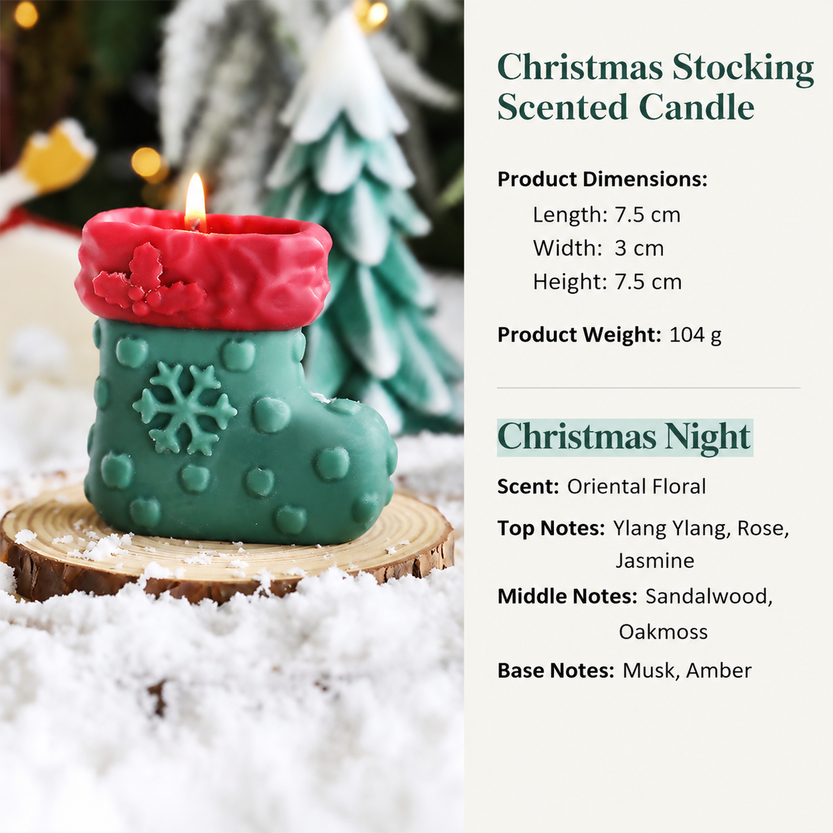 Christmas Stocking Scented Candle Soy Wax Blend Holiday Home Decor