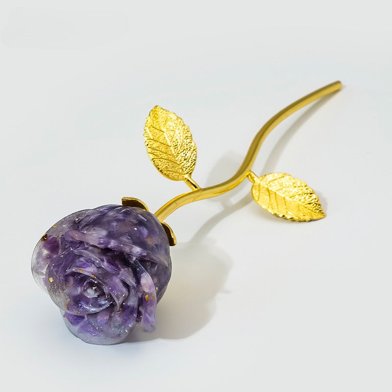 Crystal Stone Resin Flower Stem Decor with Metal Branch