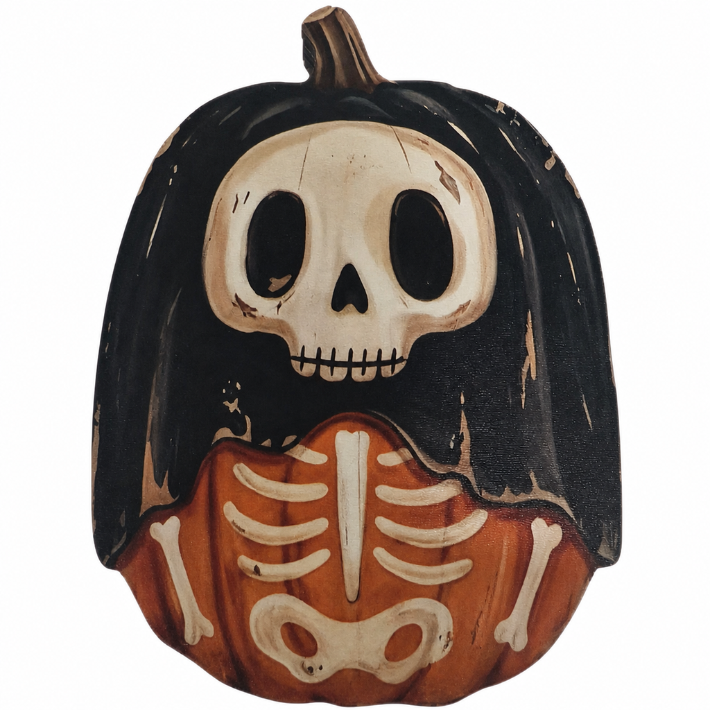 Halloween Wooden Pumpkin Character Tabletop Decor