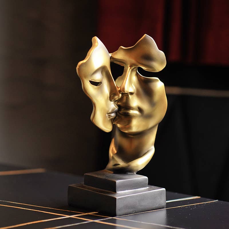 Abstract Couple Resin Sculpture Silence is Golden Home Decor