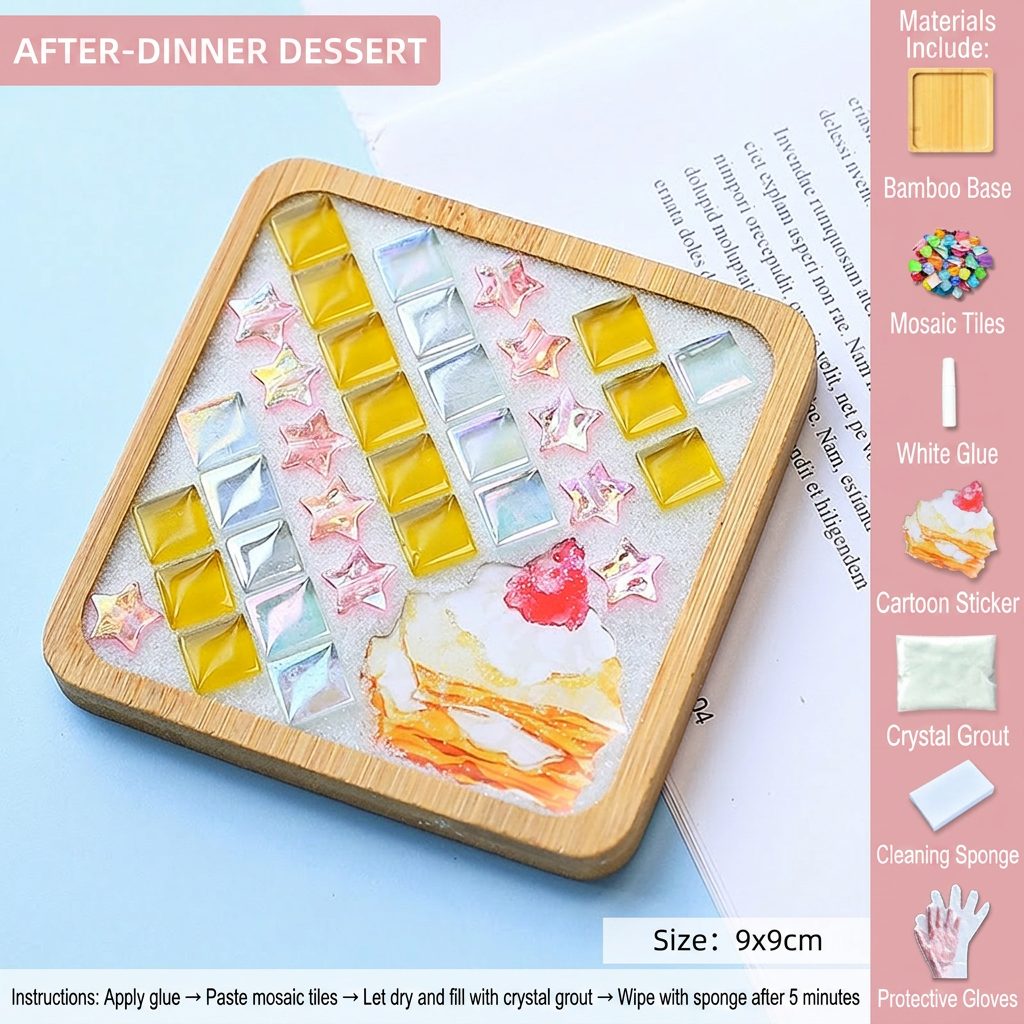 DIY Mosaic Coaster Craft Kit Kids Puzzle Art Set
