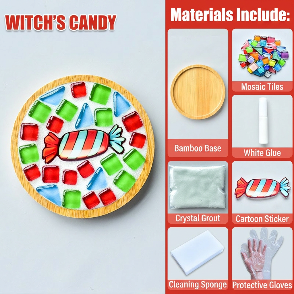 DIY Mosaic Coaster Craft Kit Kids Puzzle Art Set