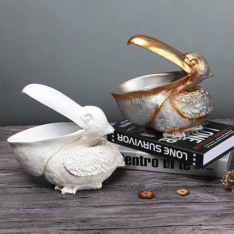 Pelican Resin Storage Bowl Animal Sculpture Home Decor