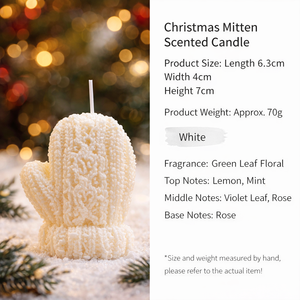 Christmas Mitten Shaped Scented Candle Holiday Gift Decor