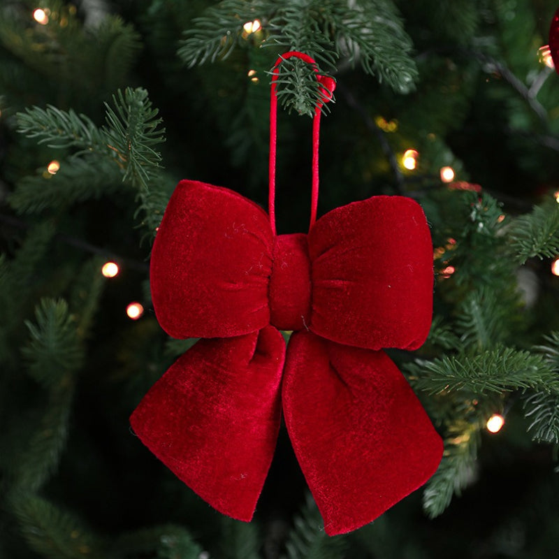 Christmas Bow Ornaments Fabric Holiday Tree Decorations
