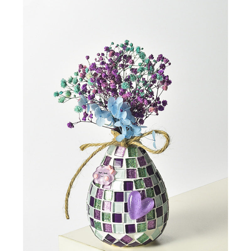 DIY Mosaic Vase Craft Kit Kids Art Activity Decorative Bottle Set