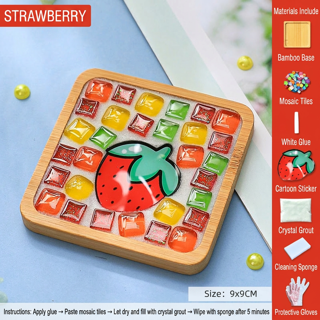 DIY Mosaic Coaster Craft Kit Kids Puzzle Art Set