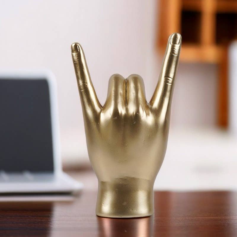 Rock Hand Gesture Resin Sculpture Modern Home Decor