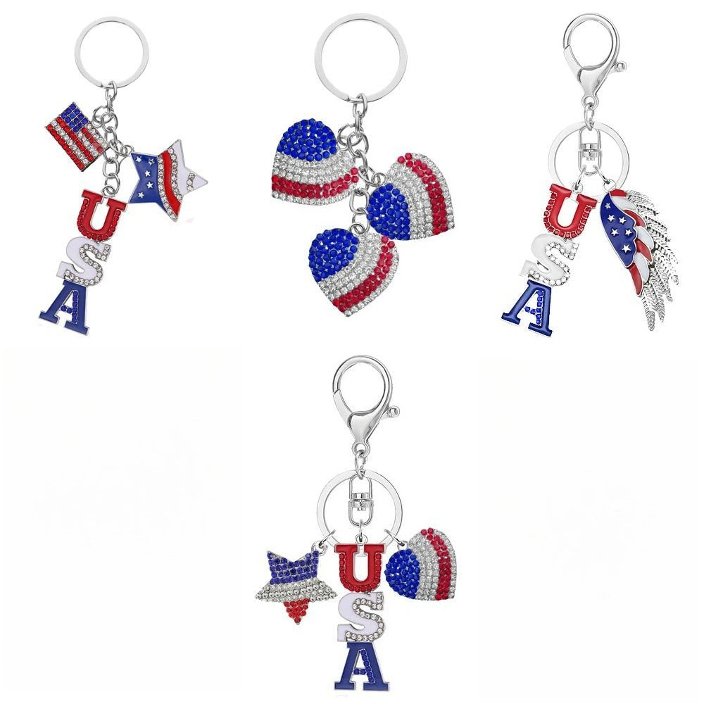 4th of July Patriotic USA Flag Keychain Accessory