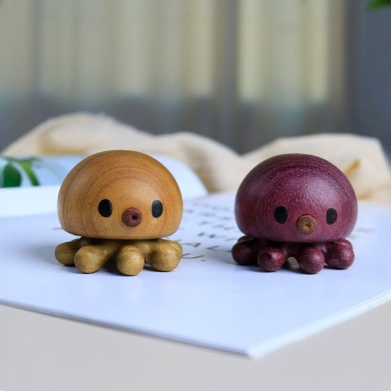Wooden Octopus Figurine Magnetic Desk Decor Gift
