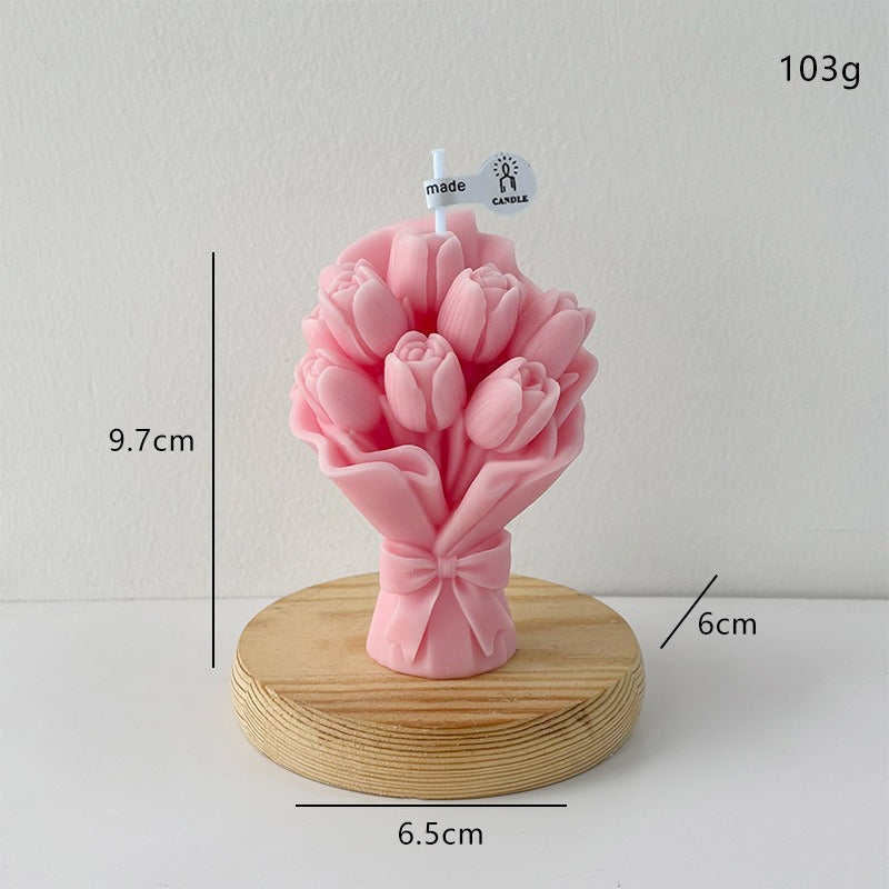 Tulip Flower Candle Floral Decor Romantic Home Accent Gift