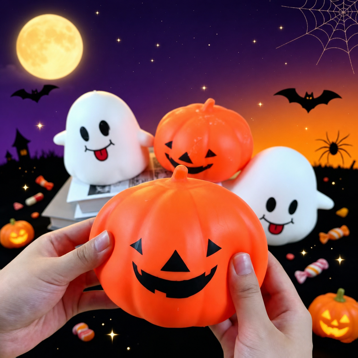 Halloween Ghost Pumpkin Squishy Toy Fidget Stress Relief Toy