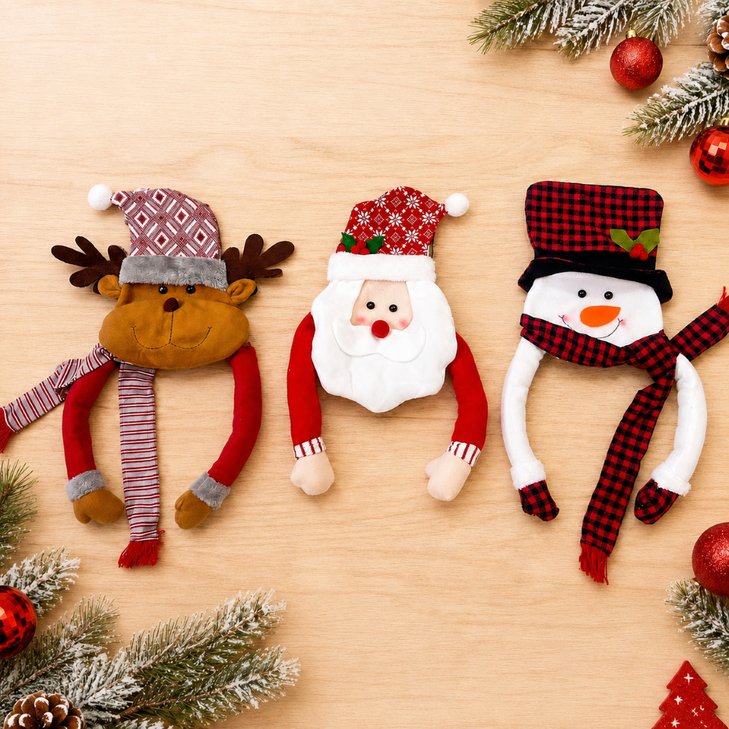 Christmas Santa Tree Topper Plush Holiday Tree Decor