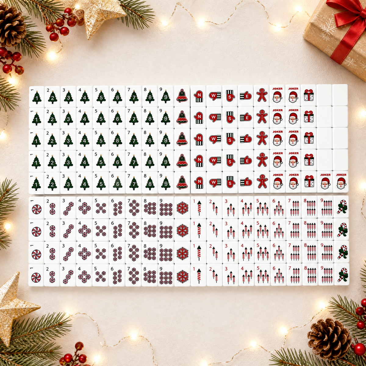 Christmas Themed Mahjong Set Acrylic Mahjong Tiles