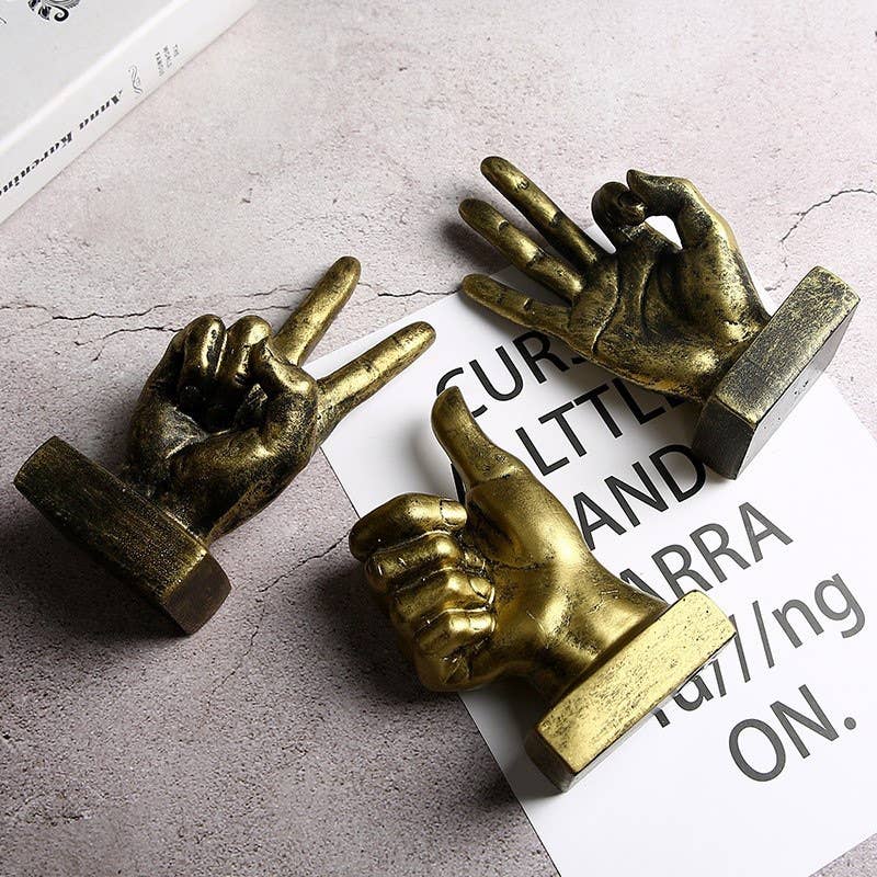 Vintage Hand Gesture Resin Sculpture Home Office Decor