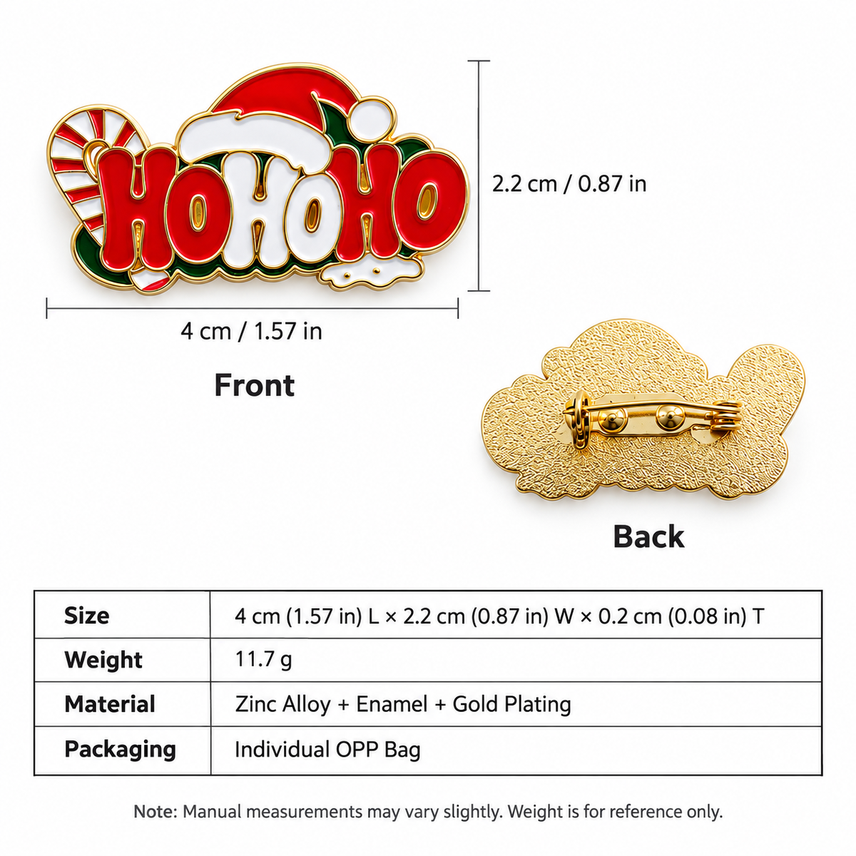 Christmas Ho Ho Ho Enamel Pin Holiday Brooch