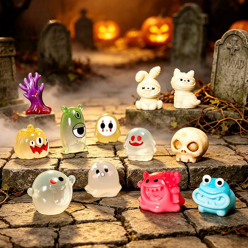 Halloween Resin Glow In The Dark Mini Figurines Cute Spooky Decor