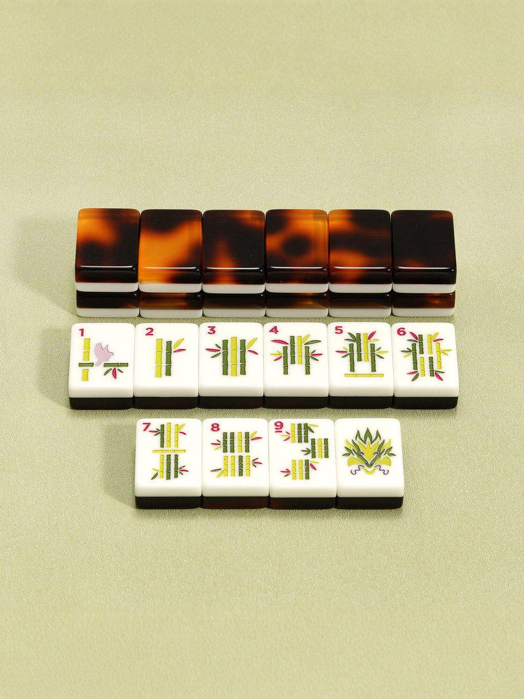 Tortoise Shell Acrylic Mahjong Set Classic Game Tiles