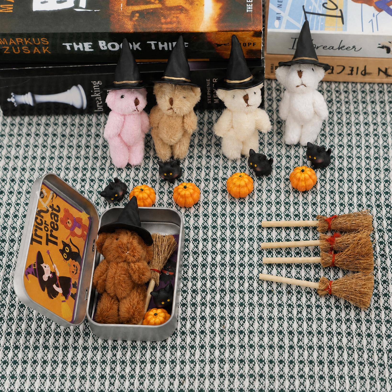 Halloween Teddy Bear Gift Box Witch Cat Pumpkin Decor Set