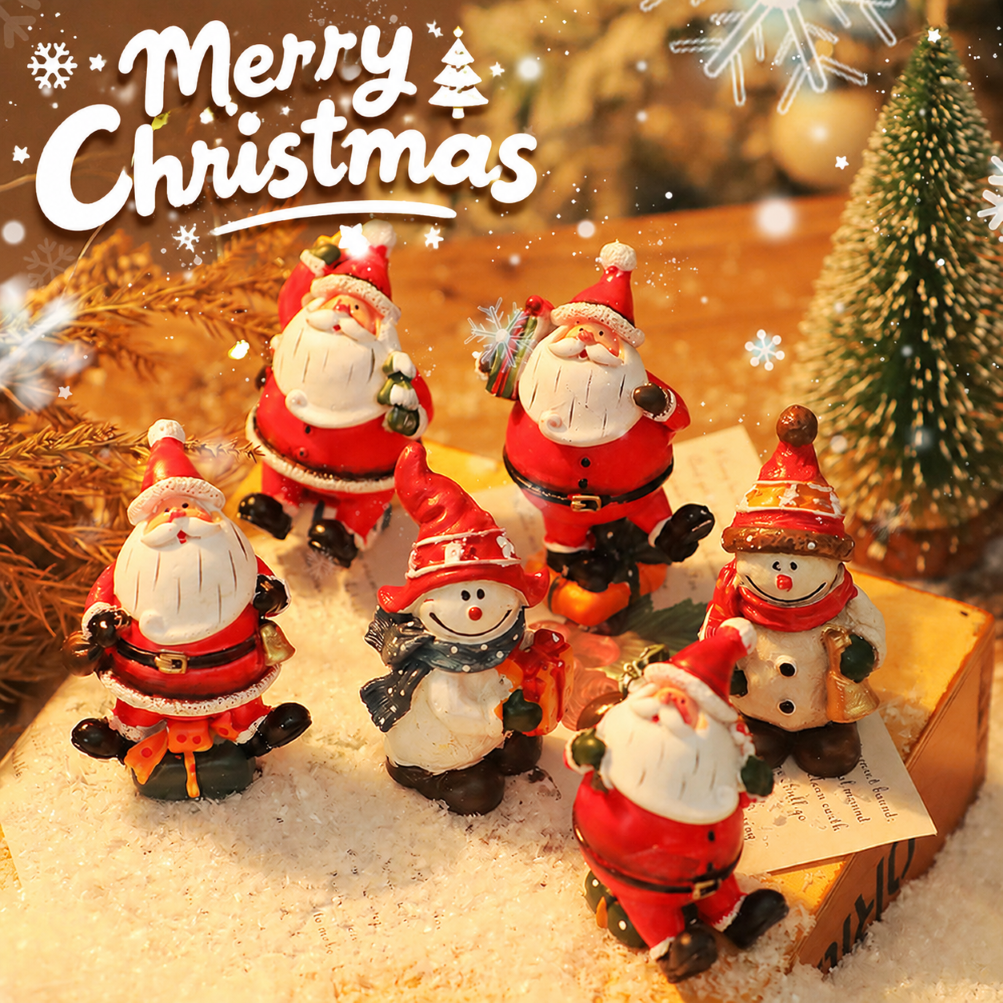 Resin Santa Snowman Christmas Tabletop Figurine Decor