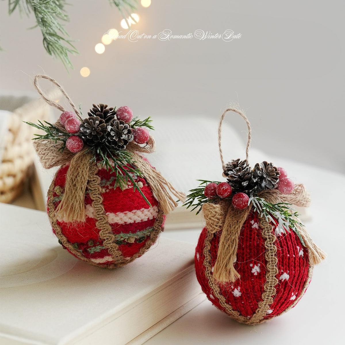 Yarn Christmas Ball Hanging Ornament Holiday Tree Decor