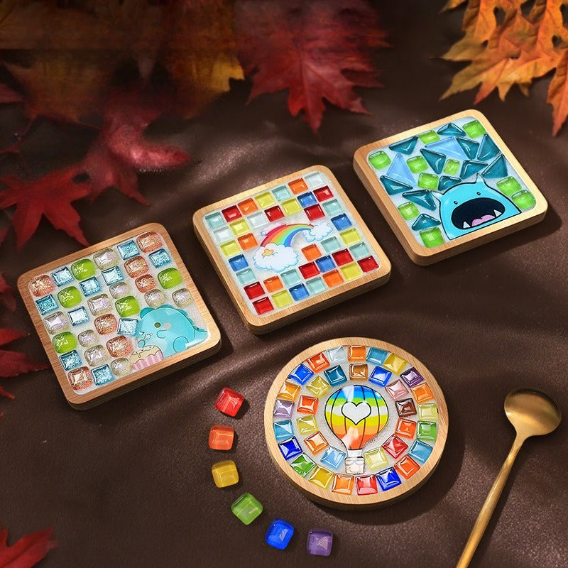 DIY Mosaic Coaster Craft Kit Kids Puzzle Art Set