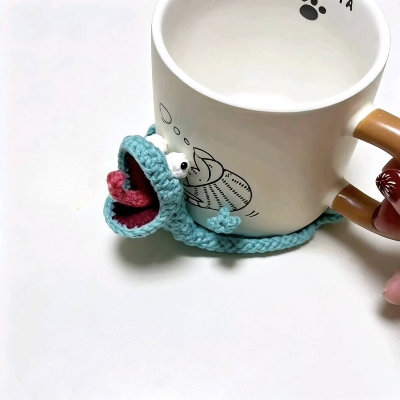 Crochet Animal Coaster Handmade Knit Mug Mat Table Decor