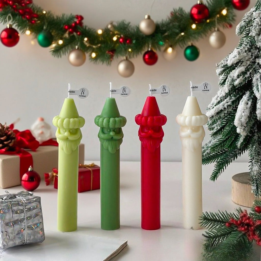 Santa Claus Pillar Candle Christmas Holiday Decor