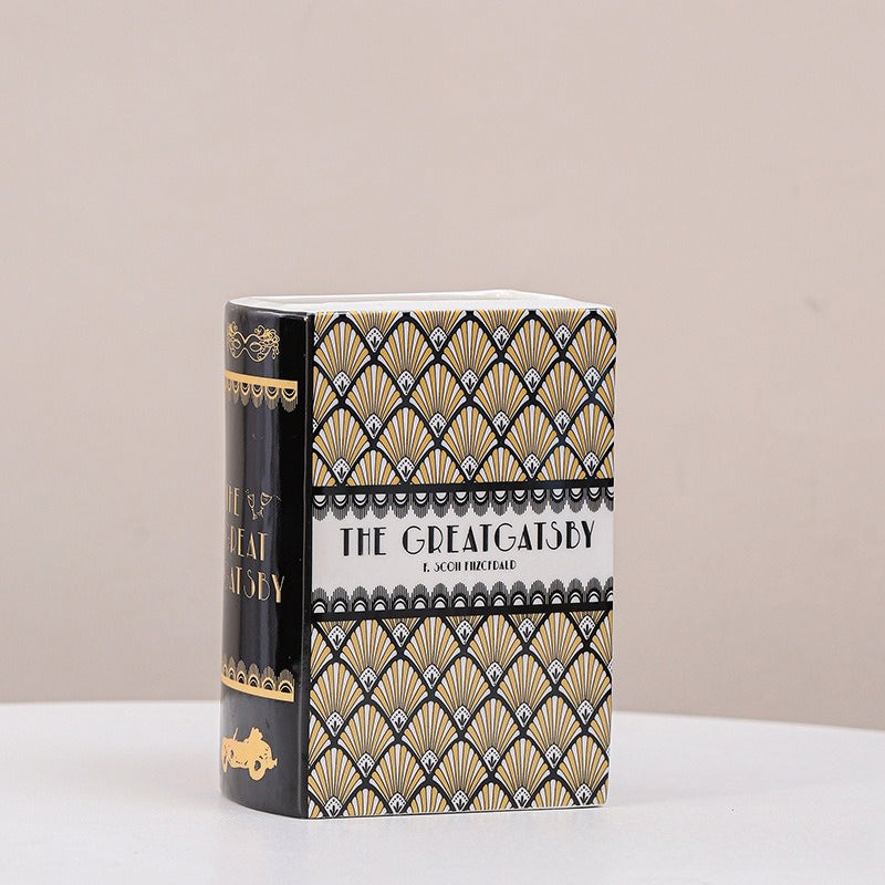 Ceramic Book Vase Decorative Flower Vase Home Shelf Decor