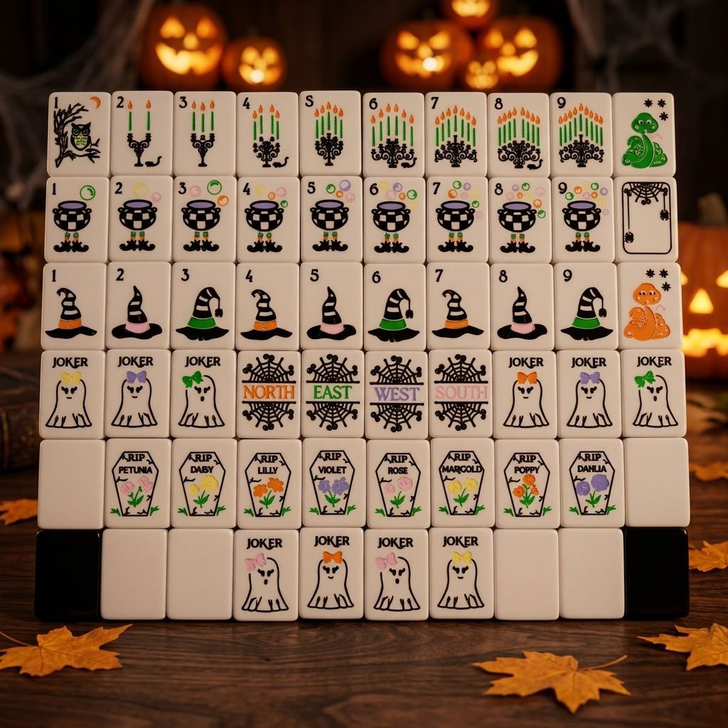 Halloween Themed Mahjong Set Acrylic Mahjong Tiles