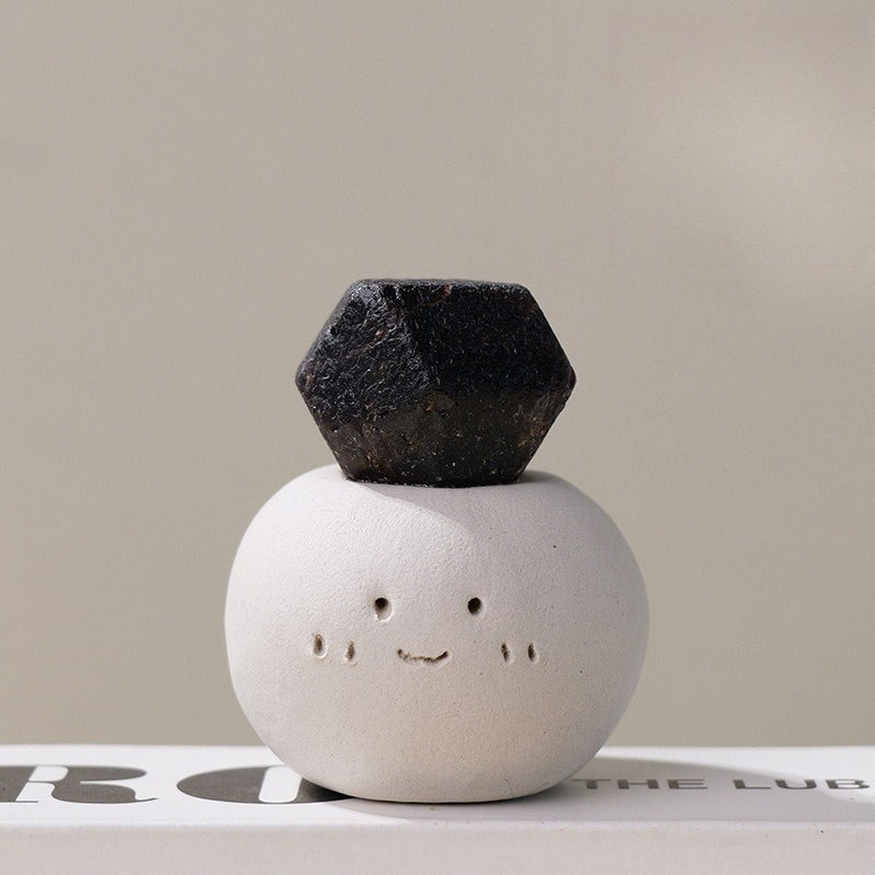 Crystal Stone Mineral Decor with Clay Character Base