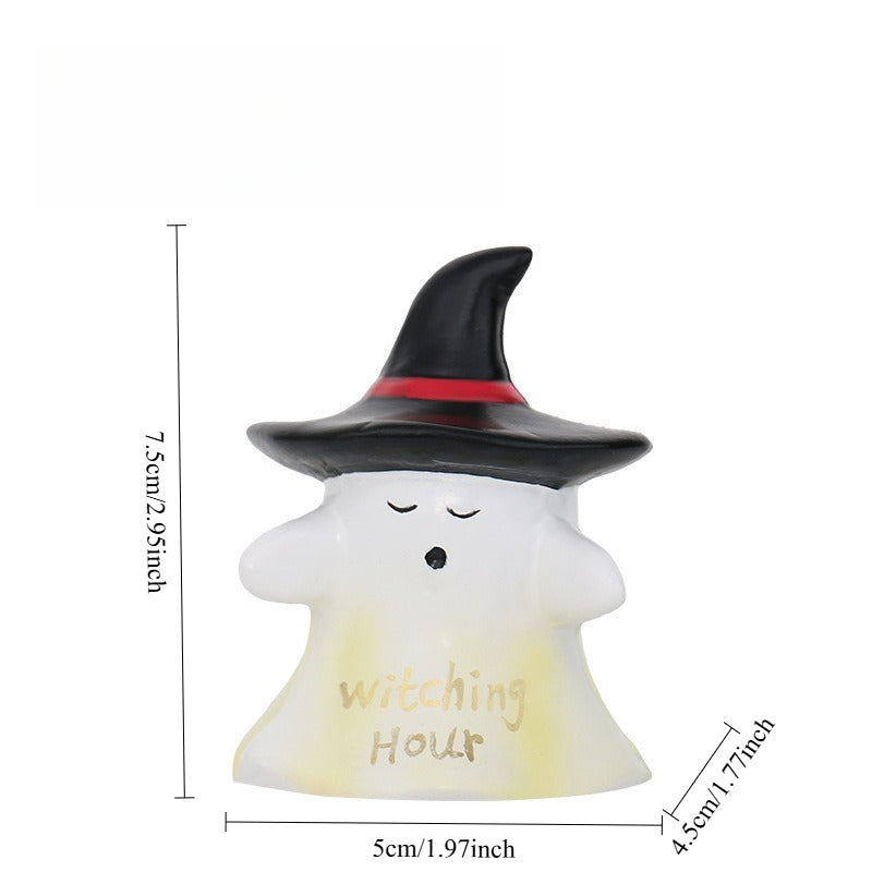 Halloween Resin Ghost Witch Figurine Tabletop Desk Decor